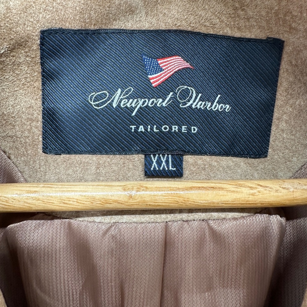 Newport Harbor Mens XXL Tan Brown Genuine Suede Leather Car Coat Jacket Tailored - Picture 2 of 10